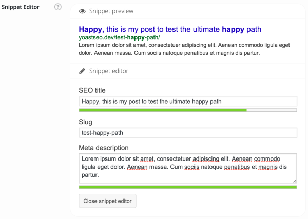 Example of the new snippet editor in Yoast SEO 3.1-RC.