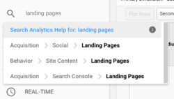 search navigation in Google Analytics