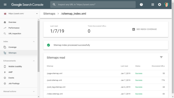 XML Sitemap management in Google Search Console