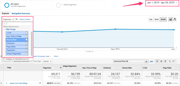 Adding a wider time frame in Google Analytics