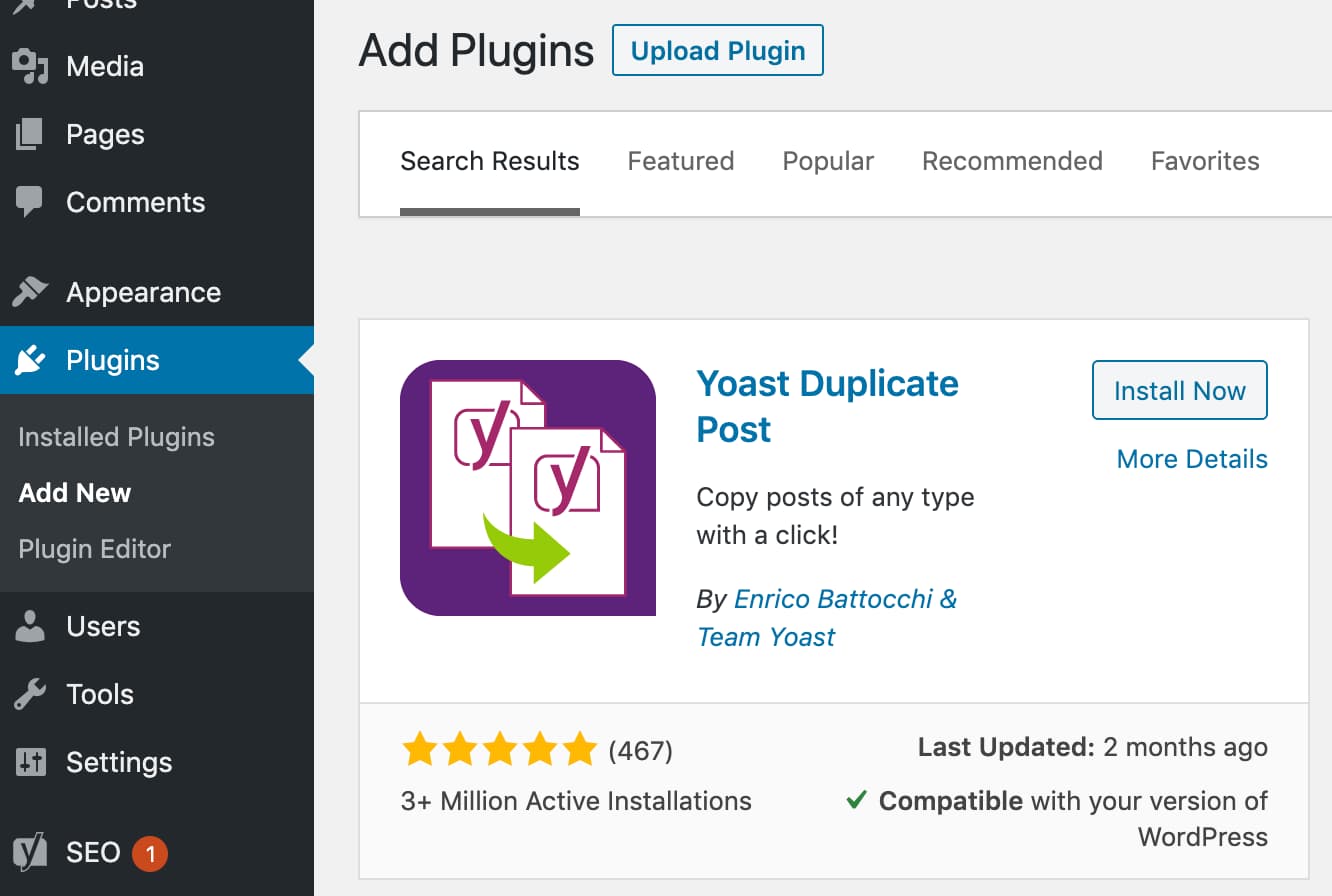 step 1: installing the yoast duplicate post plugin