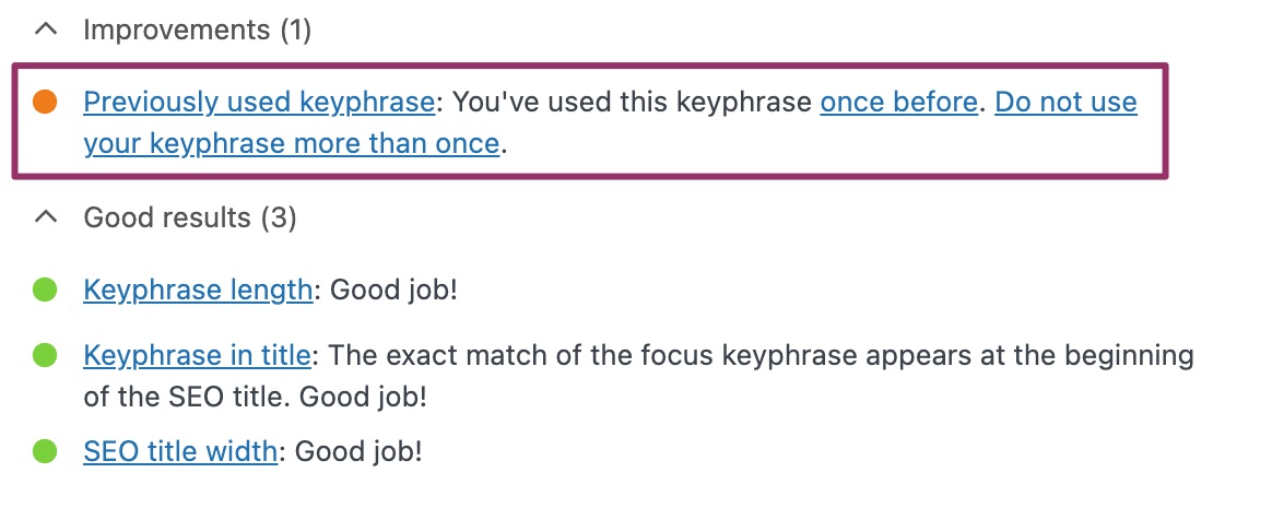 duplicate keyphrase check