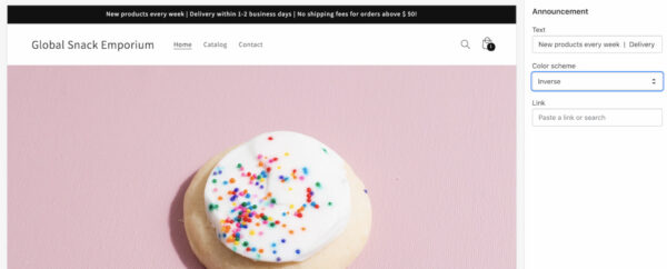 Editing the announcement bar in Shopify