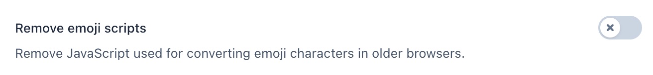 screenshot of the "Remove emoji scripts" toggle in the crawl optimization settings in Yoast SEO