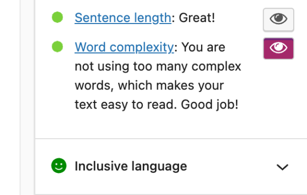 the word complexity assessment with a green traffic light and the icon to highlight complex words