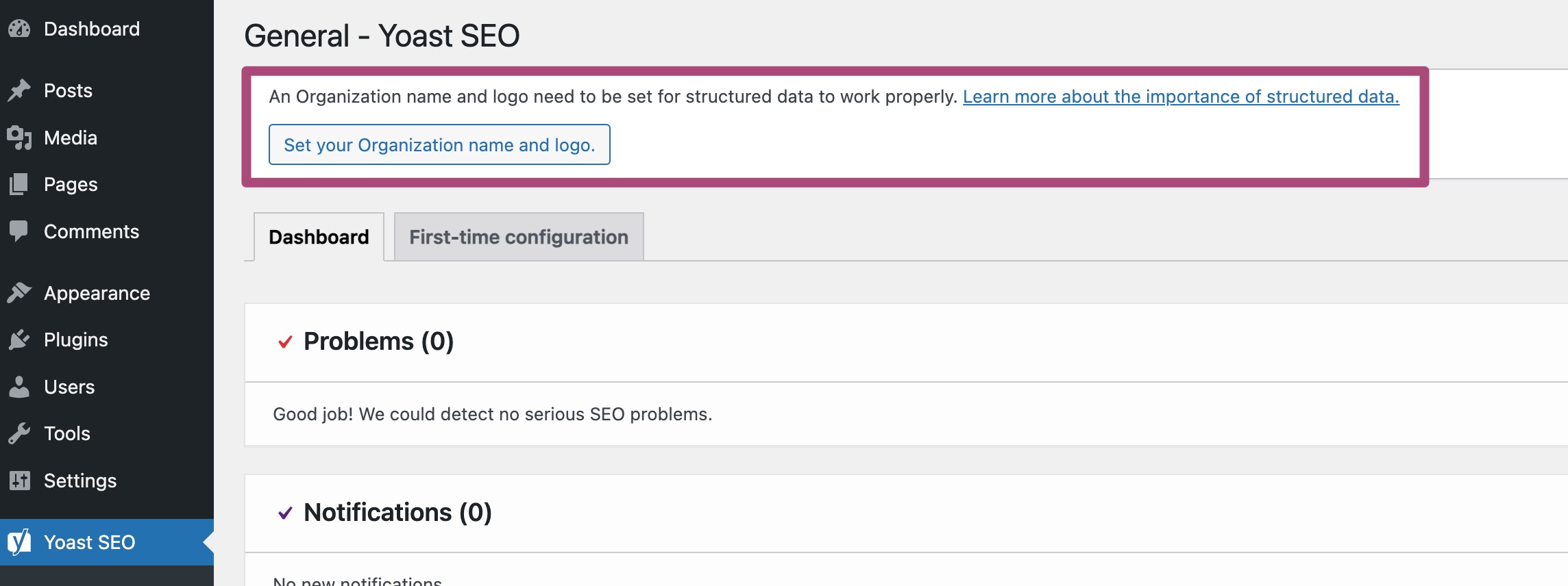 A screenshot of the Yoast SEO menu, with a purple box around