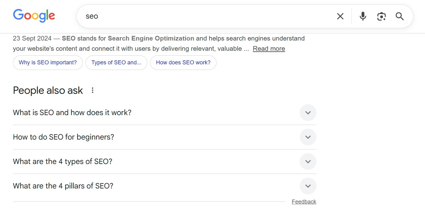 people also ask section on google serps