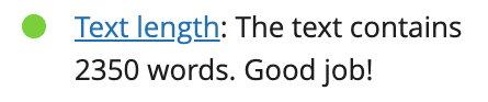 an example of a green traffic light for the text length check in yoast seo