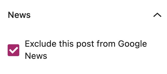 an option to exclude posts from google news in yoast news seo