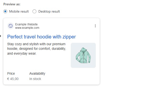 Yoast WooCommerce SEO search preview feature